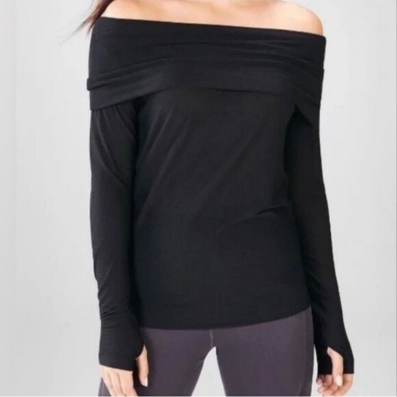 Demi Lovato for Fabletics | Anabelle Black Mesh Cowell Neck Top. Size Medium - Picture 1 of 5